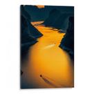 Quadro Paisagem de Rios Dourados ao Anoitecer Sereno Quadro Paisagem de Rios Dourados ao Anoitecer Sereno