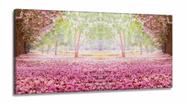 Quadro Paisagem Flores Rosas Sala Mosaico Em Tecido em Tecido Canvas 130x60 Quadro Paisagem Flores Rosas Sala Mosaico Em Tecido em Tecido Canvas 130x60