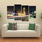 Quadro Paisagem Londres Big Ben Mosaico Em Tecido 4 Peças