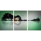 Quadro Paisagem Verde em Formato de Violão _ 3 Telas