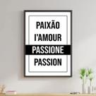 Quadro Paixão Em Várias Línguas 24x18cm - com vidro Quadro Paixão Em Várias Línguas 24x18cm - com vidro