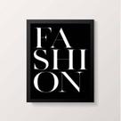 Quadro Palavra Fashion Fundo Preto 33x24cm - com vidro
