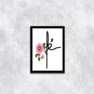 Quadro Palavra Fé Floral 45x34cm - com vidro