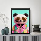Quadro Panda Humano - Óculos 33x24cm - com vidro