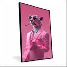 Quadro Pantera Cor de Rosa Canvas Com Vidro