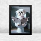 Quadro Para Banheiro Cachorrinho Maltês 45x34cm