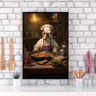 Quadro Para Cozinha Cão Bulldog Inglês 45x34cm - com vidro Quadro Para Cozinha Cão Bulldog Inglês 45x34cm - com vidro