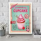 Quadro Para Cozinha Cupcake Rosa 33x24cm - com vidro