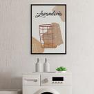 Quadro Para Lavanderia Cesto Roupas 33x24cm - com vidro