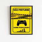 Quadro Para Porta Gamer Trabalhando 24x18cm