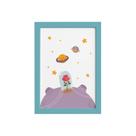 Quadro para Quarto Bebê Pequeno Principe Rosa Moldura Azul