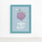 Quadro para Quarto de Bebê Planeta Principe Moldura Azul