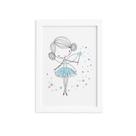Quadro para Quarto de Menina Fada Azul Moldura Branca 22x32
