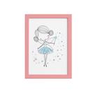 Quadro para Quarto de Menina Fada Azul Moldura Rosa 22x32cm