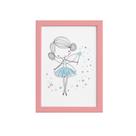 Quadro para Quarto de Menina Fada Azul Moldura Rosa 22x32cm