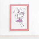 Quadro para Quarto de Menina Fada Lilás Moldura Rosa 22x32c