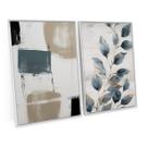 Quadro Para Sala Abstrato Floral Azul Decorativo C/ Moldura Moderno Quarto Hall - Bimper Quadro Para Sala Abstrato Floral Azul Decorativo C/ Moldura Moderno Quarto Hall - Bimper