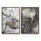 Quadro Para Sala Abstrato Moderno Elegance Efeito Pintura Kit 2 Telas Com Moldura - Bimper