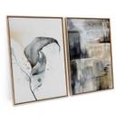 Quadro Para Sala Decorativo Abstrato Folha Tons de Cinza Moderno Kit 2 Telas 90x60 C/ Moldura - Bimper Quadro Para Sala Decorativo Abstrato Folha Tons de Cinza Moderno Kit 2 Telas 90x60 C/ Moldura - Bimper