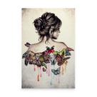Quadro Para Sala Decorativo Metamorfose Feminina Mulher Com Borboletas Em Canvas - Bimper