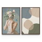 Quadro Para Sala Forest Harmony Mulher Decorativa Kit 2 Telas Com Moldura - Bimper