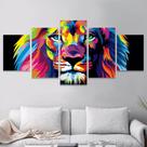 Quadro para sala Leão Colorido 193x90 Decorativo Arte em Tela Canvas