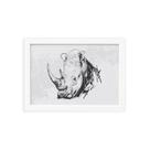 Quadro para Sala Safari Rinoceronte Moldura Branca 22x32cm