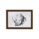 Quadro para Sala Safari Rinoceronte Moldura Marrom 22x32cm