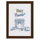 Quadro Paris Arco Triunfo França Moldura Marrom 33x43
