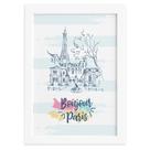 Quadro Paris Torre Eiffel Bonjour Moldura Branca 33x43