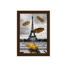 Quadro Paris Torre Eiffel Detalhe Amarelo Moldura Marrom 22x32