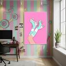 Quadro Patins Fashion 70x50cm Mold Branca