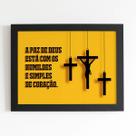 Quadro Paz de Deus Jesus Cristo Cruz Moldura Preta 60x40cm