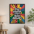 Quadro Paz Interior Começa Com Boas Atitudes 45x34cm - com vidro