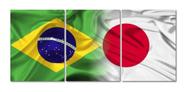 Quadro Personalizado 3 Peças Bandeira Japão E Brasil Quadro Personalizado 3 Peças Bandeira Japão E Brasil