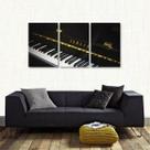 Quadro Piano Música Decorativo Em Tecido 3 Peças
