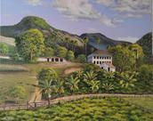 Quadro pintado à mão Casarão da fazenda