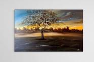 Quadro Pintado A Mão Ipê Com Por do Sol