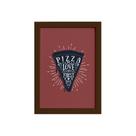 Quadro Pizza Cozinha Love At First Bite Moldura Marrom 22x32