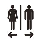 Quadro/placa Sinalização Mas/fem E Setas - Banheiro Unissex