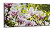 Quadro Planta Flor Magnólia Natureza Artístico em Tecido Canvas 130x60