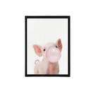 Quadro Porquinho Chicletes 33X24Cm - Com Vidro Moldura Preta