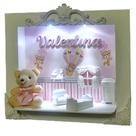 Quadro Porta Maternidade Cenário Led e nome - Ursinha balao Rosa