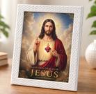 Quadro Porta Retrato Sagrado Coração de Jesus Católico Decorativo Coleção Fé Viva