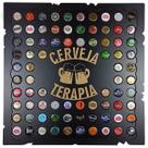 Quadro Porta Tampinhas Decorativo Para Sala Área de Festas Cantinho do churrasco - Cervejaterapia Cor Preto