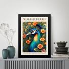 Quadro Poster Pavão - William Morris 45x34cm - com vidro