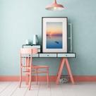 Quadro Praia Canoa Por do Sol - 60x48cm Quadro Praia Canoa Por do Sol - 60x48cm
