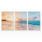 Quadro Praia Mar Pôr Do Sol Paisagem Ao Entardecer Mosaico Decorativo Moldura - Bimper