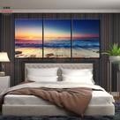 Quadro Praia Paisagem 3 Peças Arvore Por Do Sol Quadro Praia Paisagem 3 Peças Arvore Por Do Sol