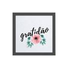 Quadro Quadrado Gratidão Floral 20x20cm